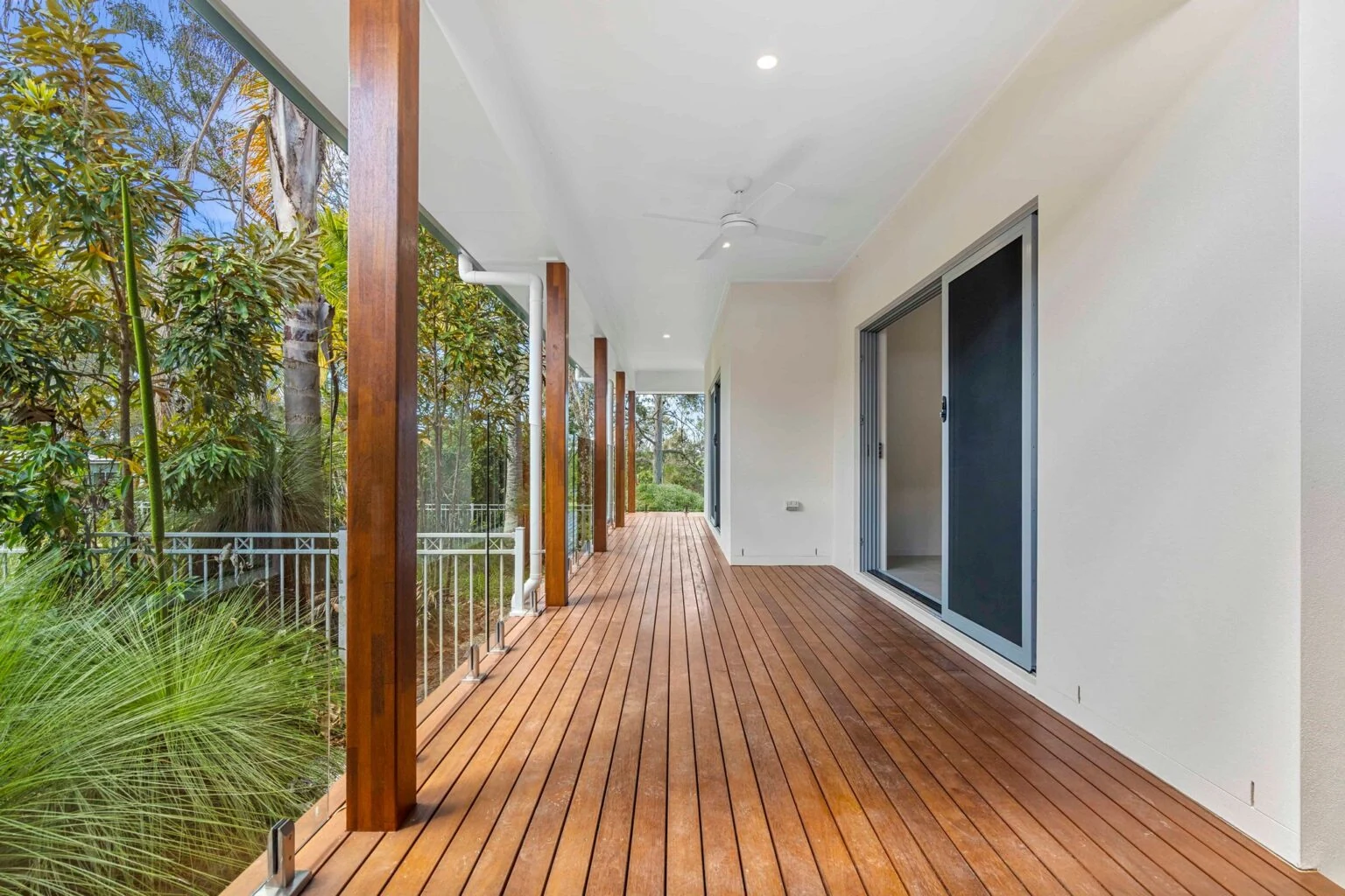 Timber verandah with hardwood posts at the Ney Road renovation, Capalaba